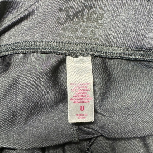 Justice Gray Satin Leggings Girl’s 8 Silky Smoth Elastic Waist Comfy Winter Xmas - Picture 3 of 6